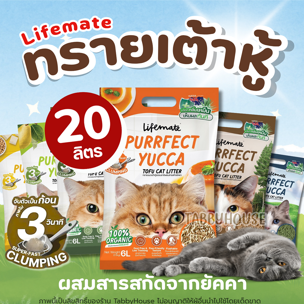 (20ลิตร) ทรายแมวเต้าหู้ Lifemate ยับยั้งการเติบโตแบคทีเรีย ทิ้งลงชักโครกได้ สามารถสลายได้ตามธรรมชาติ