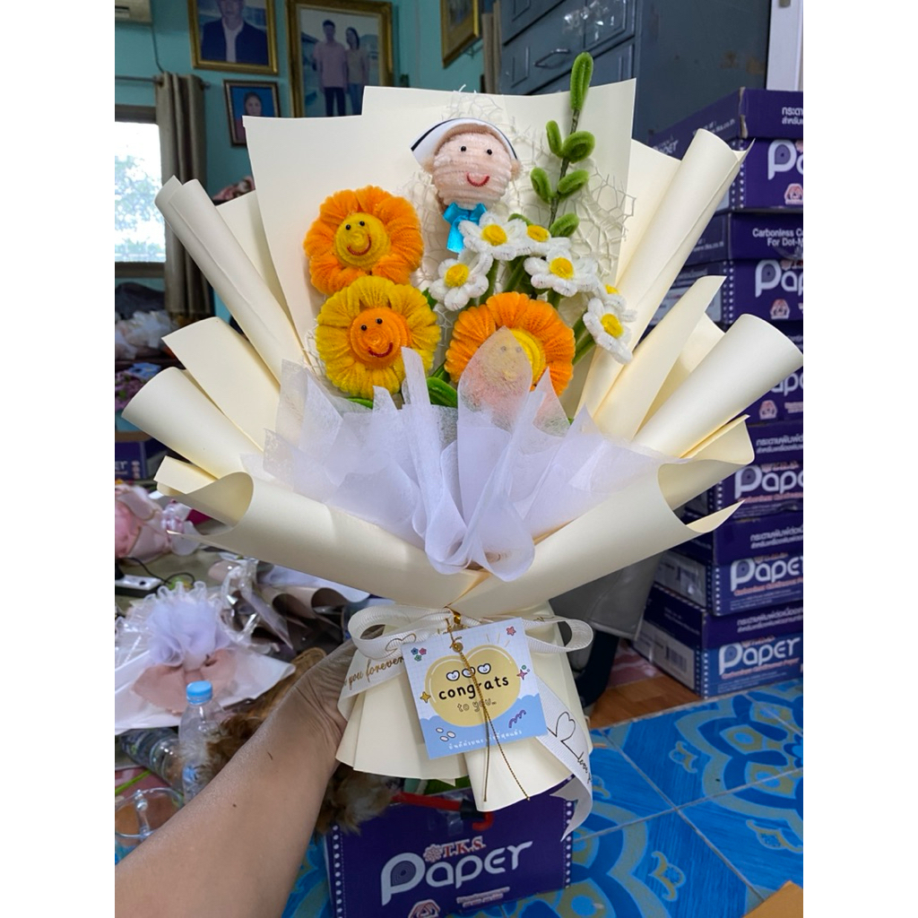 ##ช่อตุ๊กตาพยาบาล ช่อตุ๊กตาบัณฑิต ลวดกำมะหยี่