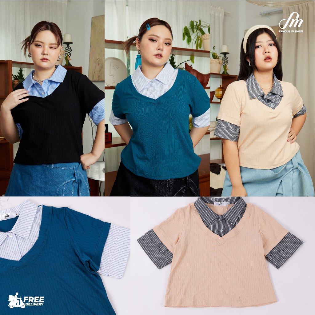 Stripes Polo Top เสื้อโปโล #FMBL-F2T430