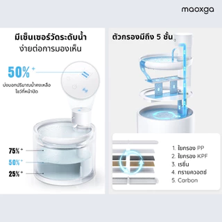 (พร้อมส่ง🇹🇭) Maoxga น้ำพุแมวไร้สายแบบเซรามิก ระบบฆ่าเชื้อด้วย UVC 6000mAh