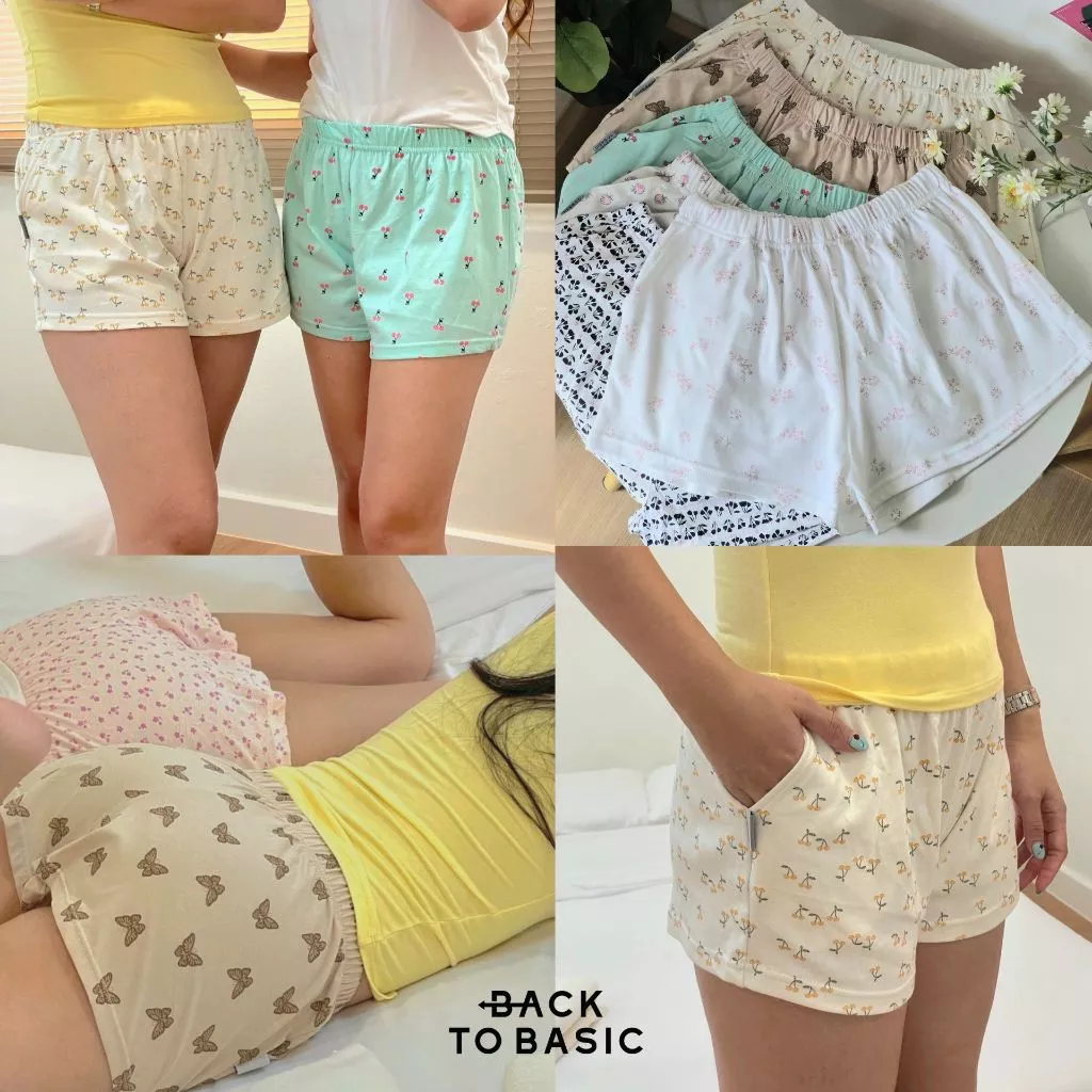 [Sexy Pants] กางเกงขาสั้นลายน่ารัก มีกระเป๋า ผ้าคอตตอนนุ่มนิ่ม