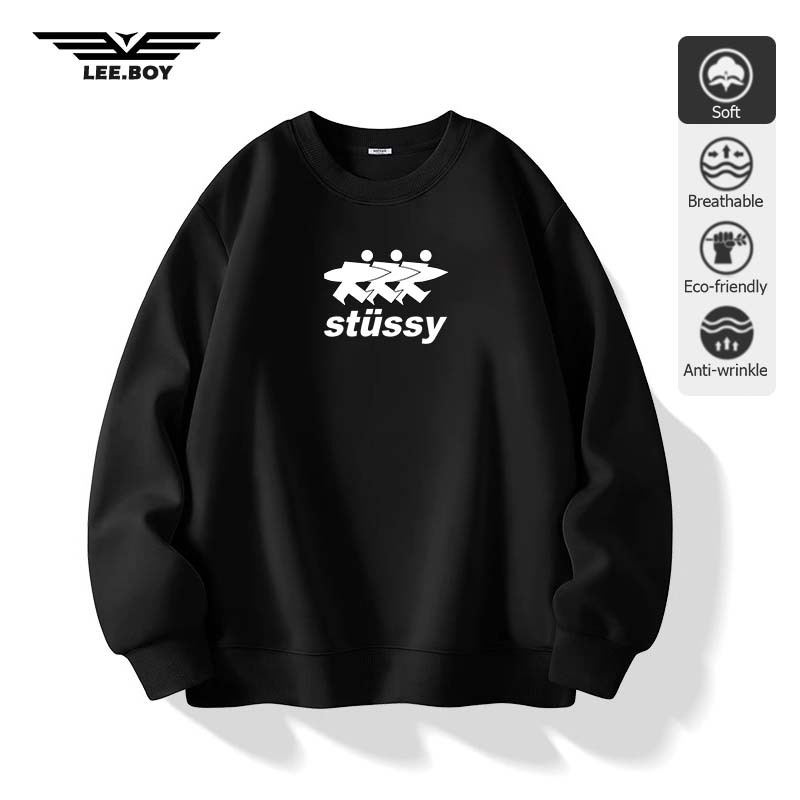 Sweatshirts หลวมและสะดวกสบาย คอกลม พิมพ์อินเทรนด์ที่เรียบง่าย ผ้าฝ้ายไซส์ใหญ่สำหรับผู้ชาย มี 5 สี (ส่งเร็ว จัดส่งจากไทย)