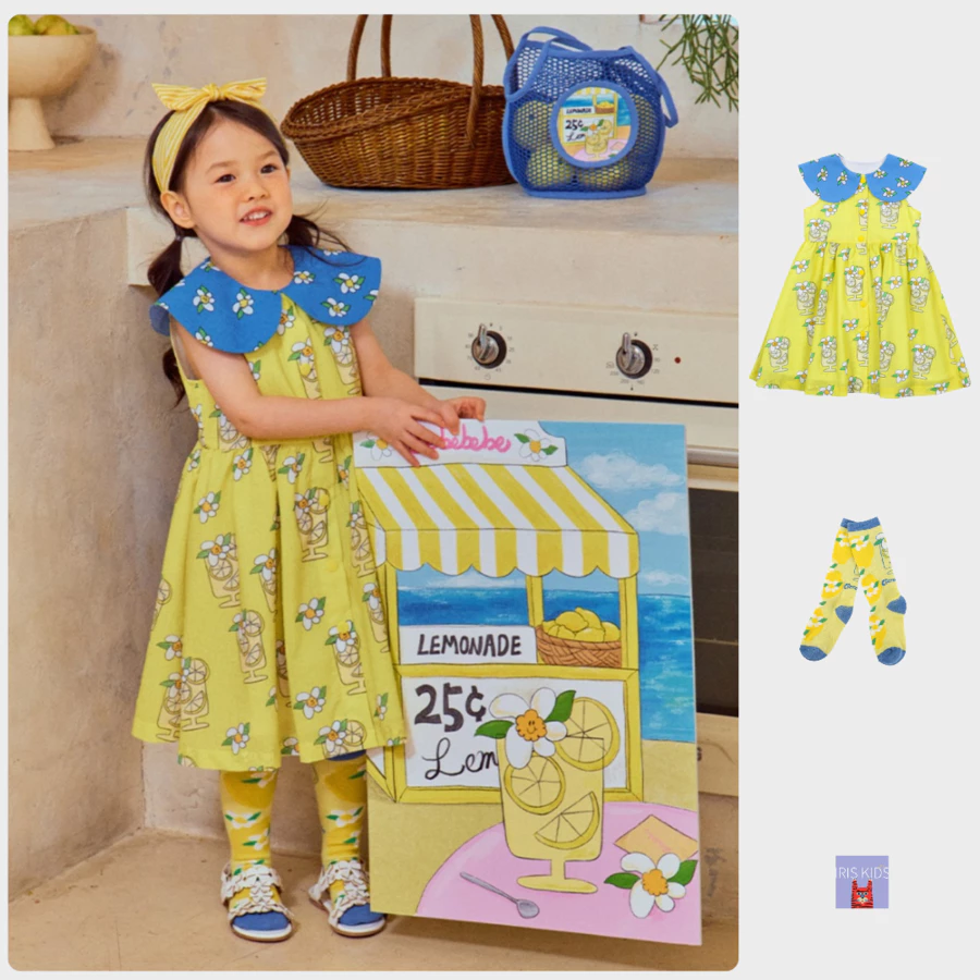 【พร้อมส่ง จำนวนจำกัด】ชุดเดรสเด็กผู้หญิง IRIS KIDS bebe IKD2678 ลายเลมอนน่ารัก แขนกุด ถ่ายรูปสวย ผ้านิ่ม ระบายอากาศดี