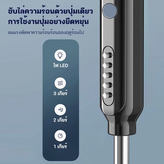 AOQU พัดลมโซล่าเซลล์ พัดลมพกพา หลอดไฟ LED หลอด พัดลมพื้นไลด์ฐานกลม ปรับระดับได้ พัดลม 5ใบพัด พัดลมตั้งพื้น เสียงเงีย