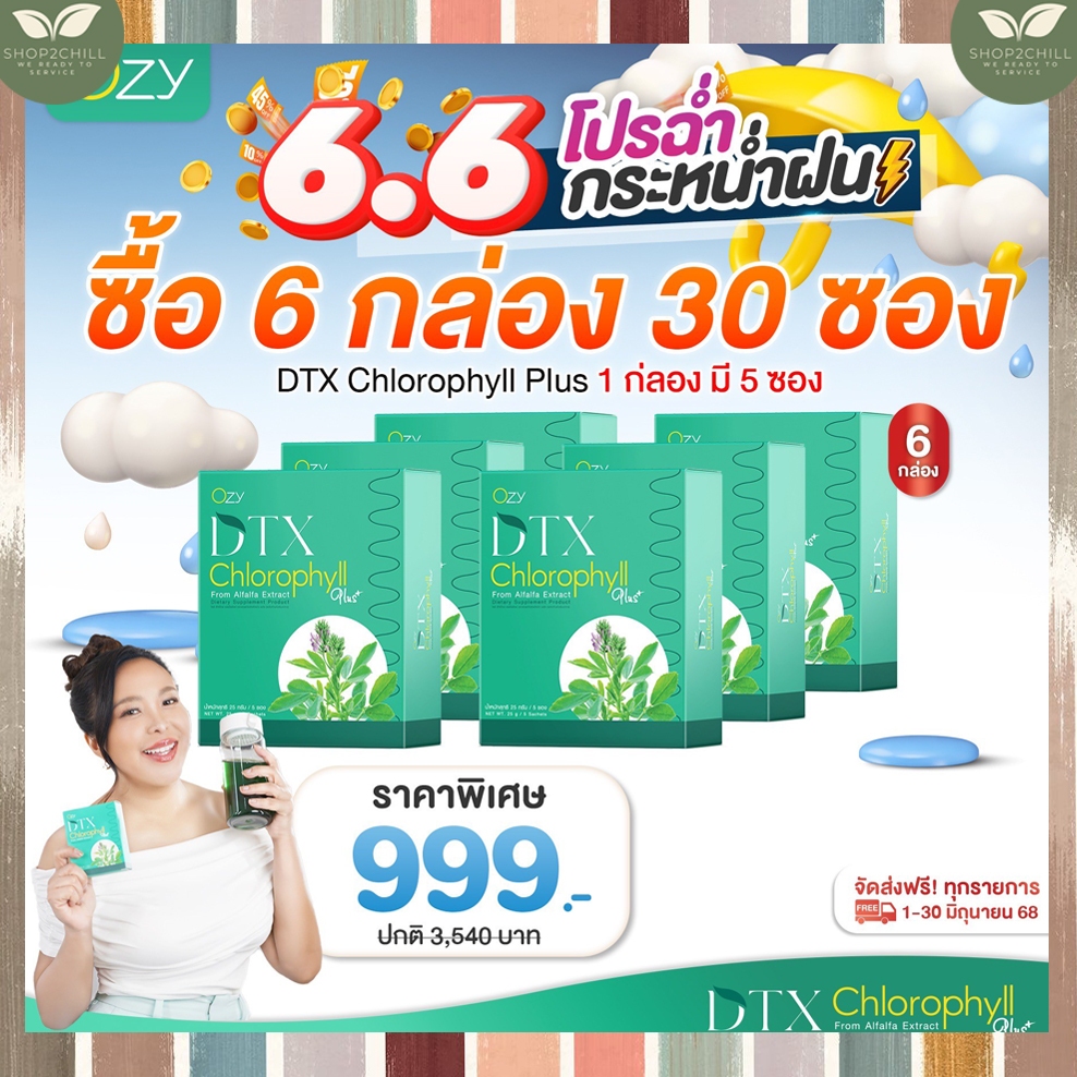 พิเศษ 6 กล่อง  Ozy Dtx Chlorophyll Alfalfa Plus โอซี คอลโรฟิลล์ ดีท็อกซ์หนิง ปณิตา