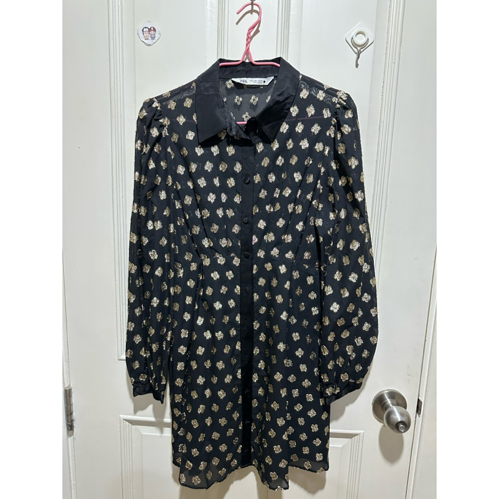 Zara black floral dress size L