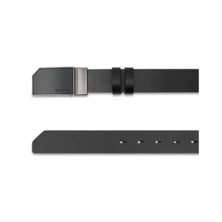 DAPPER เข็มขัดหนังแท้ Snip Corner Plaque Buckle Belt แบบใส่ได้ 2 ด้าน สีดำ (BBC/BK/1287PG4)