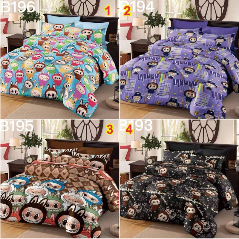 ชุดผ้าปูที่นอนพร้อมผ้านวมลาบูบู้ ขนาด 3.5, 5, 6 ฟุต