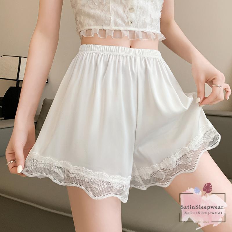 SatinSleepwear กางเกงขาสั้นผ้าซาตินผู้หญิง กางเกงขาสั้นผ้าไหมน้ำแข็งเซ็กซี่ ลูกไม้ วัสดุผ้าไหมน้ำแข็งซาติน สีต่างๆ.