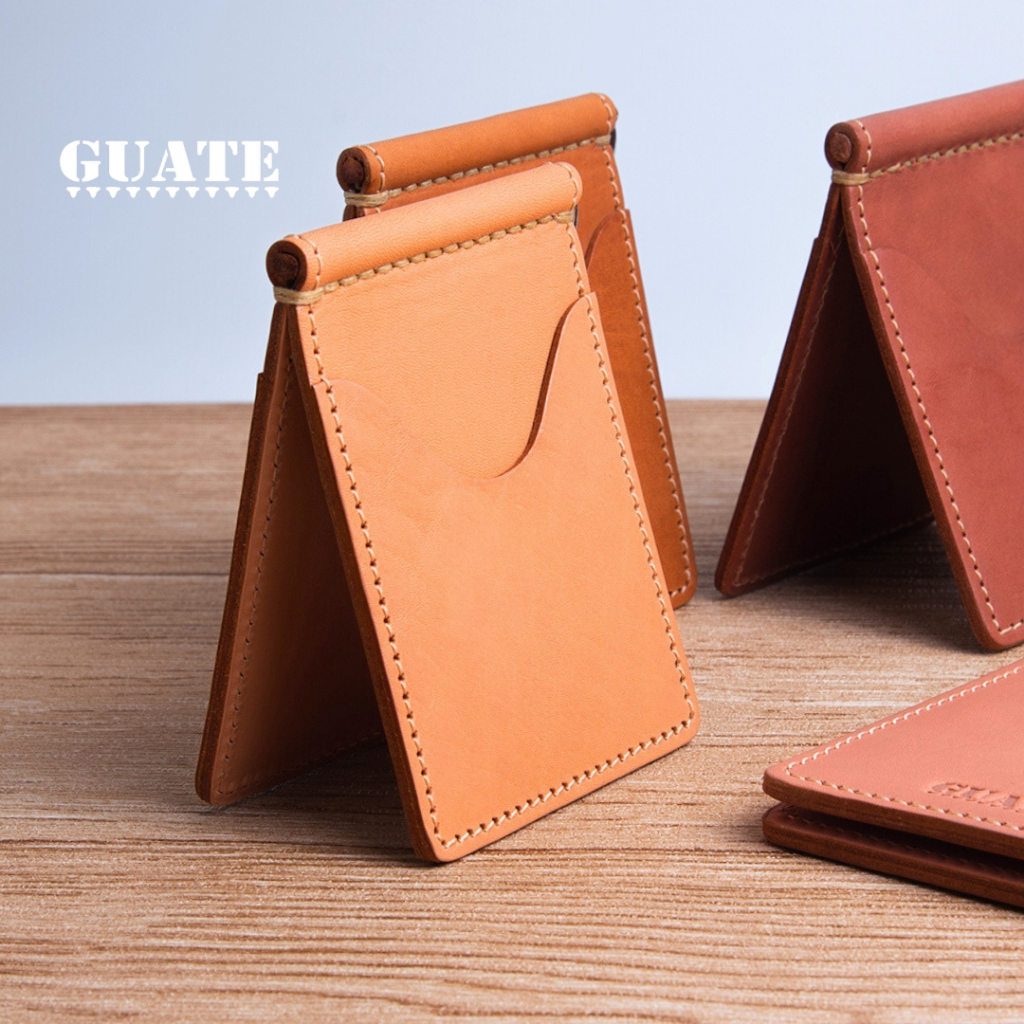 GUATE กระเป๋าสตางค์ Money Clip/L มันนี่คลิป แบบหนีบแบงค์ มีช่องใส่บัตร2ช่อง หนังแท้ 100% เรียบง่าย พกพาสะดวก