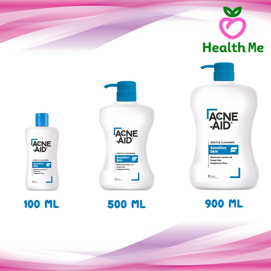 ACNE AID GENTLE ทุกขนาด สีฟ้า สบู่เหลว สูตรอ่อนโยน ผิวมัน เป็นสิว ผิวหน้าและผิวกาย แอคแน่ เอด
