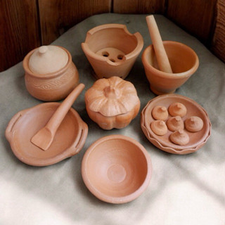 ชุดของเล่นเด็กดินเผา ตั้งไฟทำอาหารได้จริง  มีตะหลิว ชุดเล็ก …