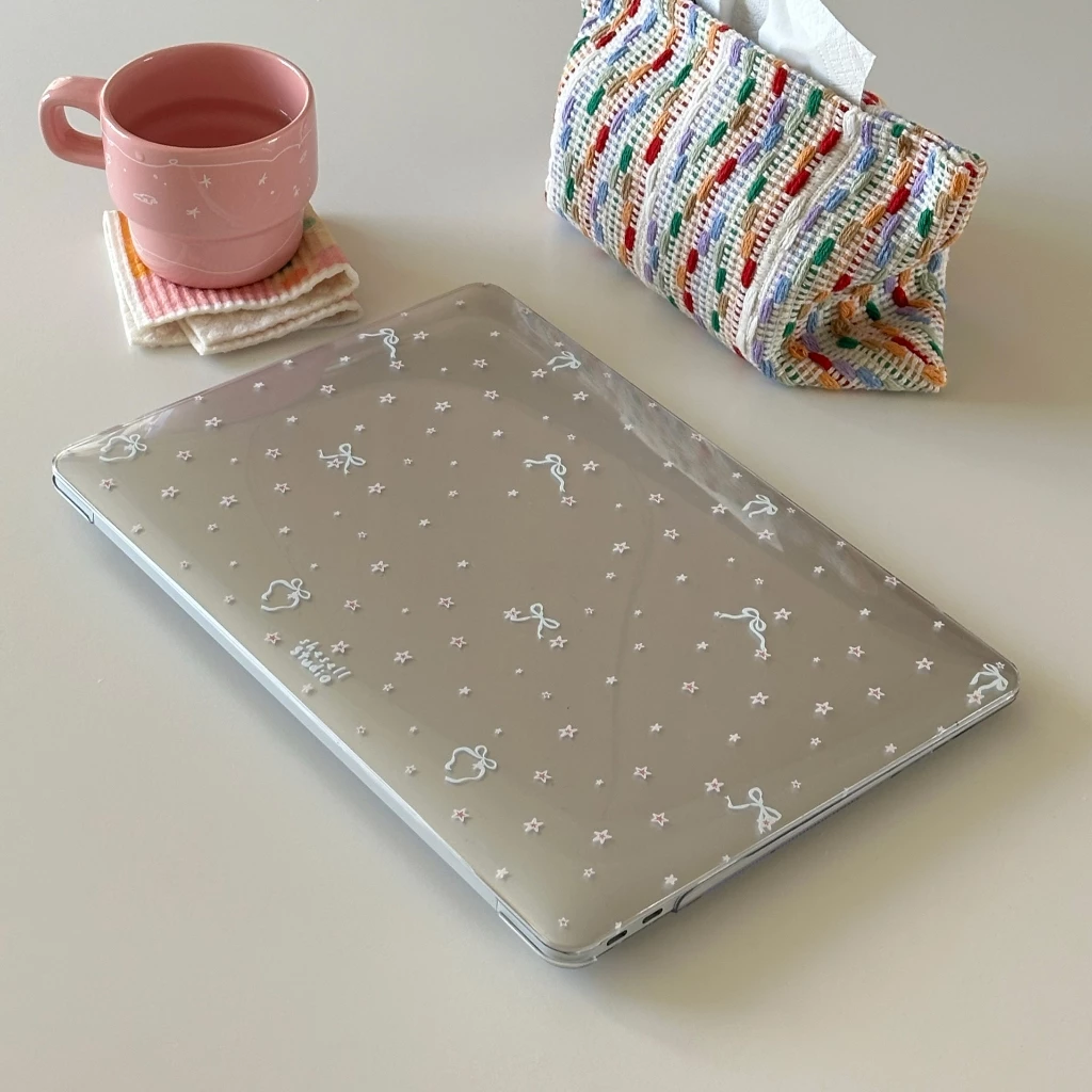 Shesell พร้อมส่ง✨เคส macbook(Crystal)ริบบิ้นสีขาว Air13 Neo13 A3240 Pro13 เคสสำหรับแมคบุ๊คใส A2338