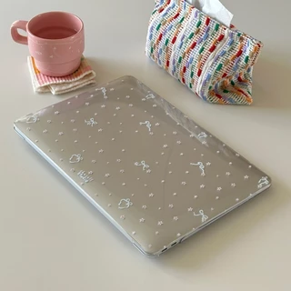 Shesell พร้อมส่ง✨เคส macbook(Crystal)ริบบิ้นสีขาว Air13 Neo13 A3240 Pro13 เคสสำหรับแมคบุ๊คใส A2338