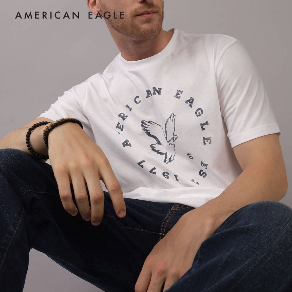 American Eagle Logo Graphic T-Shirt เสื้อยืด ผู้ชาย กราฟฟิค (NMTS 017-3800-100)