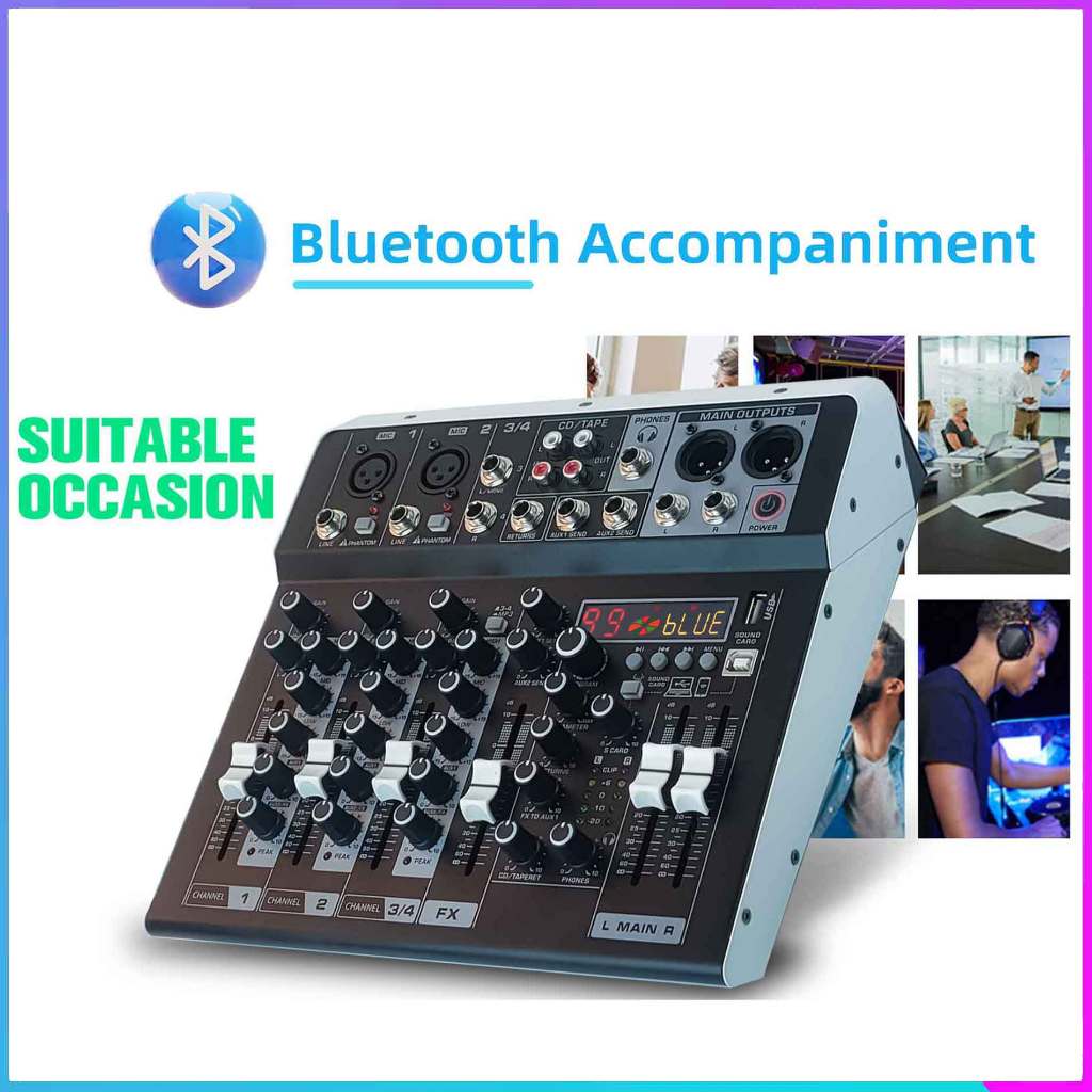mixer 4 channel มิกเซอร์ เครื่องเสียง Bluetooth 4 / 6 / 8 ช่อง mixer เครื่องเสียง 99 DSP มิกเซอร์เอฟ