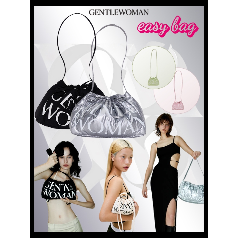 แท้ Gentle Woman Dumpling Bag Letter drawstring กระเป๋า กระเป๋าผ้ากระเป๋าทรงเกี๊ยว สีใหม่ของแท้ ใหม่เอี่ยมในกล่อง