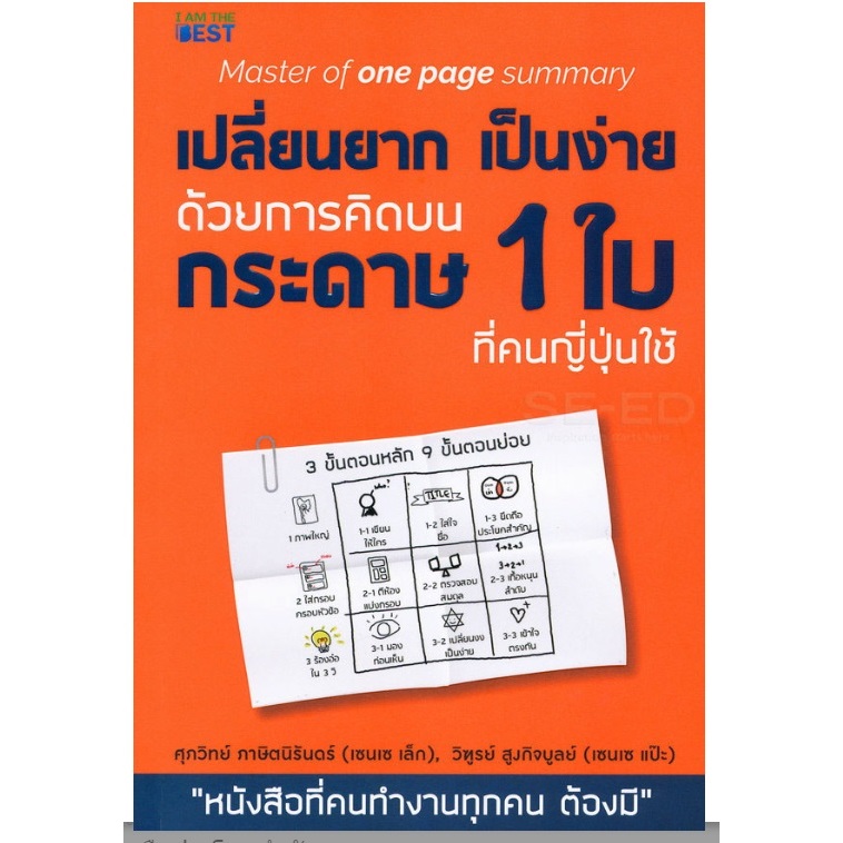(ไลฟ์ลดอีก100฿) เปลี่ยนยากเป็นง่าย ด้วยการคิดบนกระดาษ 1 ใบ ที่คนญี่ปุ่นใช้ / หนังสือใหม่ (I AM THE BEST)