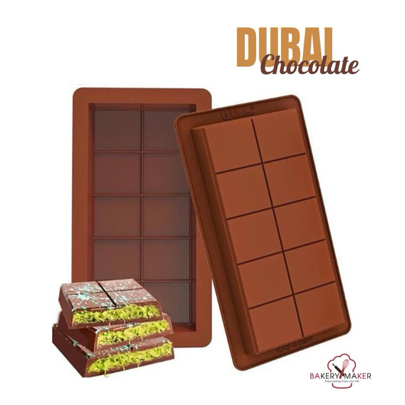 แม่พิมพ์ Dubai Chocolate พิมพ์ช็อคโกแล็ตบาร์ 3ช่อง Chocolate bar polycarbonate mold พิมพ์ดูไบ ฟอยล์