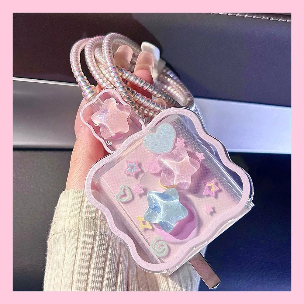 AK (1เซตมี5ชิ้น )พร้อมส่งจากไทย ชุดพันสาย เคสหัวชาร์จ ลายการ์ตูน ตัวถนอมสาย USB 20w 18w 35w thumbnail 9