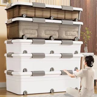 MINI กล่องเก็บเสื้อผ้า กล่องเก็บของใต้เตียง พลาสติกแข็ง พร้อ…