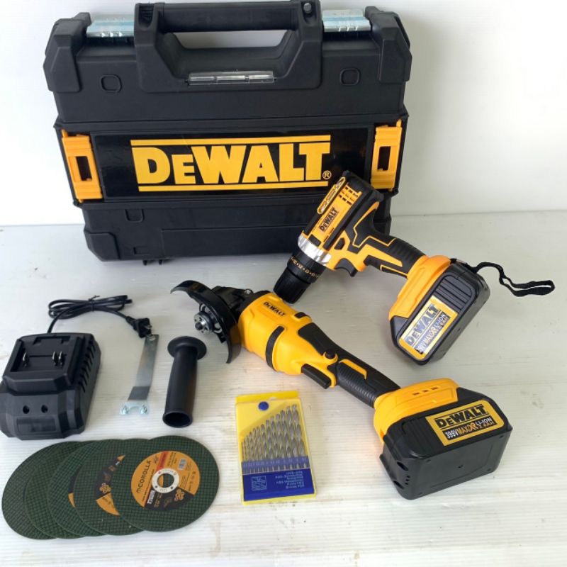 Dewalt SET > ชุดกระเป๋า Dewalt สว่านไร้สาย 3 ระบบ 399V+หินเจียรไร้สาย 4 นิ้ว 399V แถมฟรี แบต Lithuim