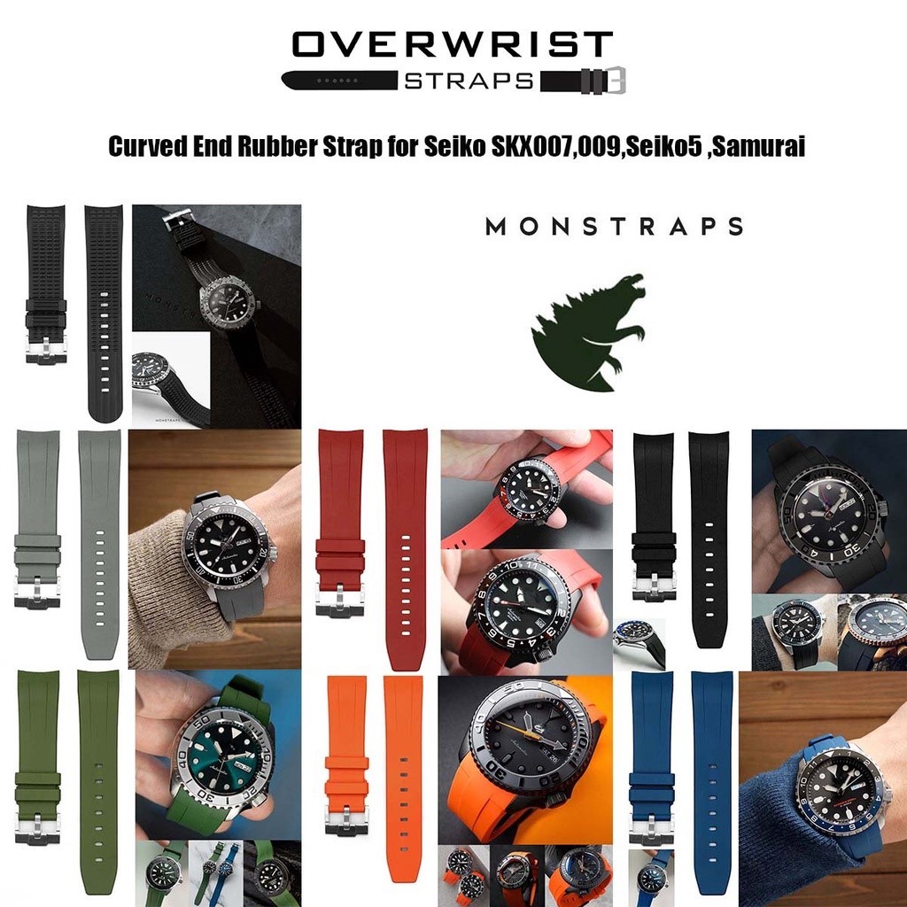 สายนาฬิกา สายยาง overwrist monstraps for Seiko SKX007,009,011, Seiko5 Sports (SRPD), Seiko Samurai