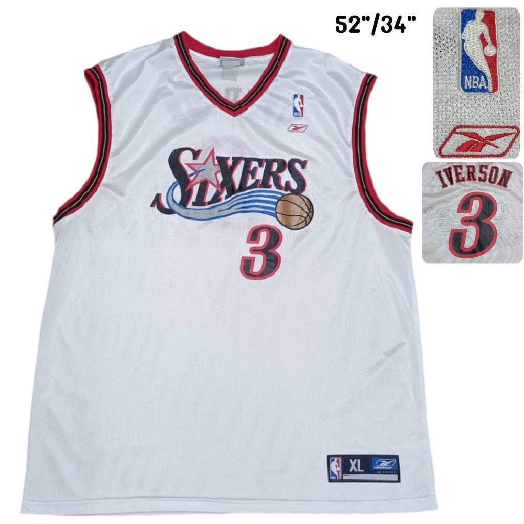 NBA REEBOK BASKETBALL  เสื้อบาสเกตบอล เอ็นบีเอ รีบ็อก สีขาว ไซส์ใหญ่ มือสอง สภาพดีมาก