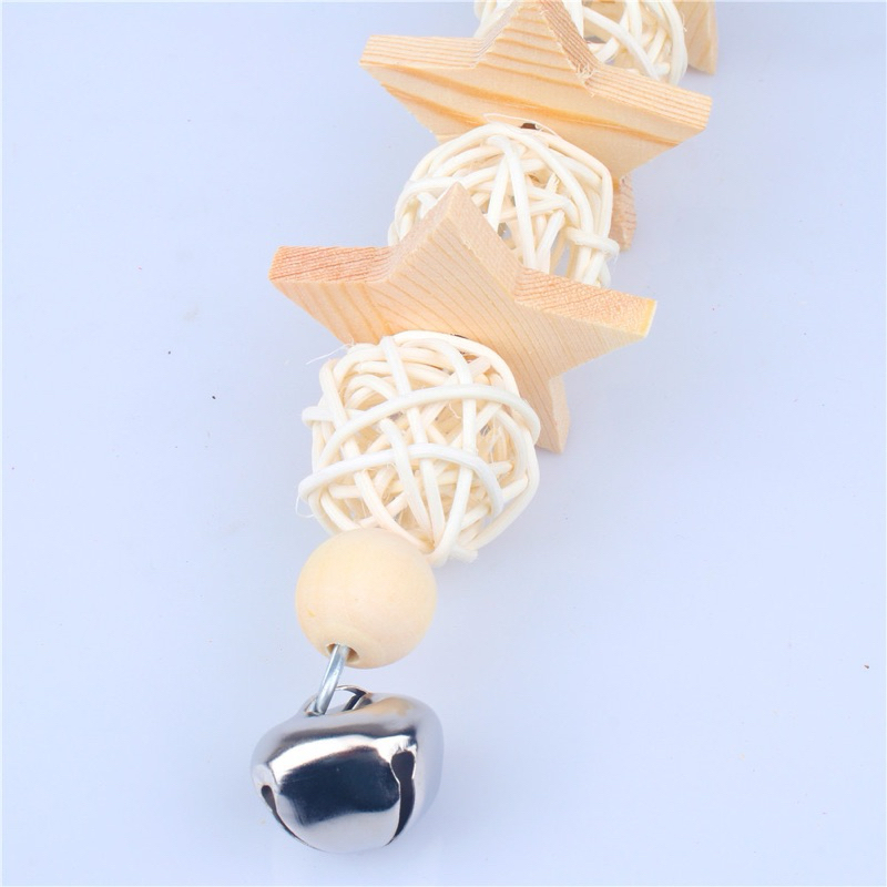 B-94 ของเล่นนกแก้ว ของเล่นกัดแทะ ของเล่นนก ไม้+ลูกบอล มีตะขอเกี่ยวสแตนเลส 26cm - รูปที่ 2