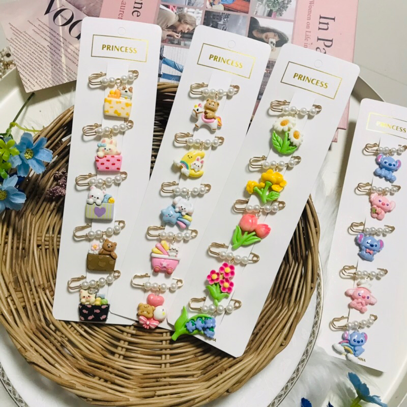 KN11 เข็มกลัดแฟชั่น ติดกระเป๋า เสื้อผ้า ขนาด 3.8 ซม./5 ชิ้น (พร้อมส่ง)