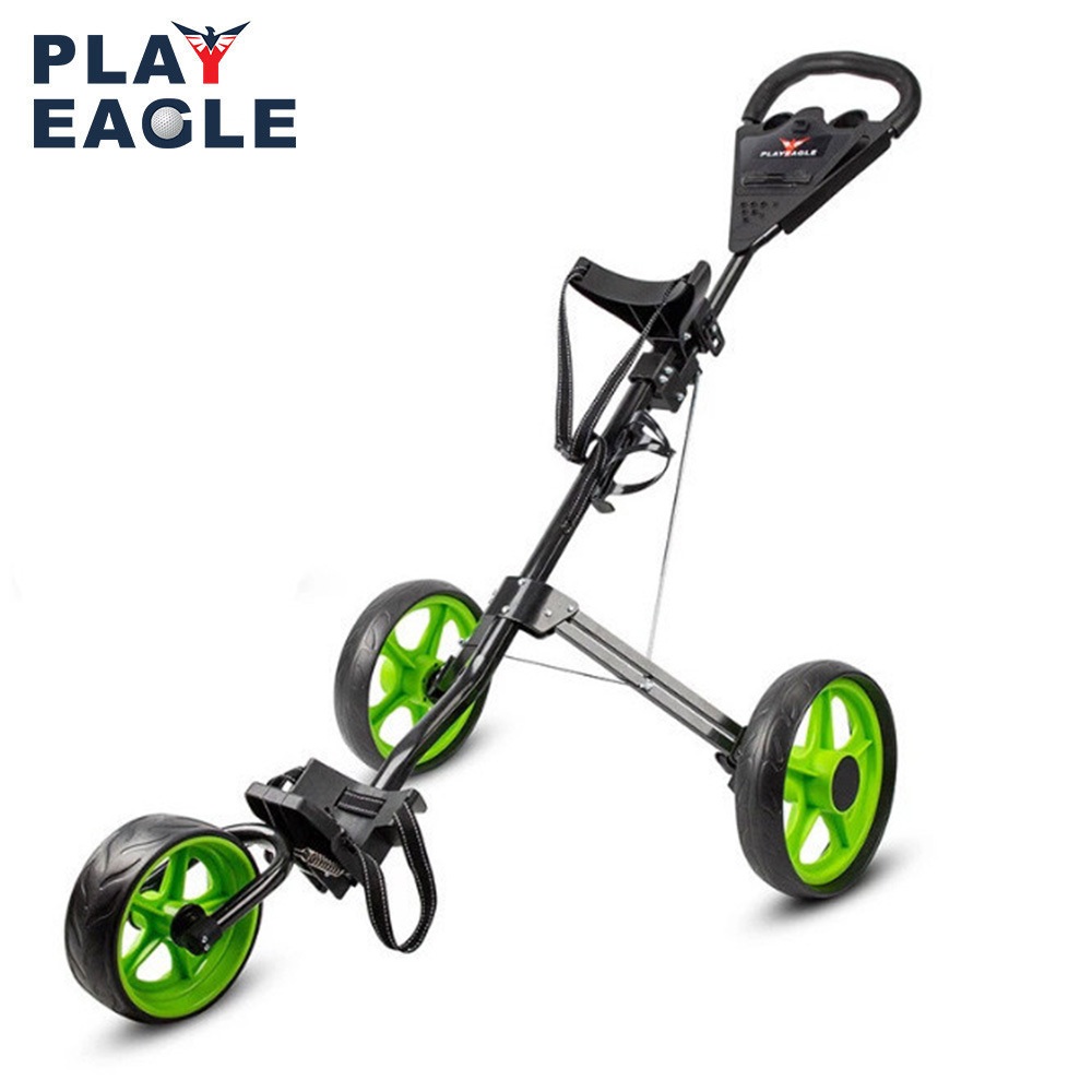 PLAYEAGLE รถลากถุงกอล์ฟ 3 ล้อ รหัสสินค้า PE-0064 วัสดุเเข็งเเรงทนทาน ใช้งานง่าย พับเก็บได้ สะดวกสบาย