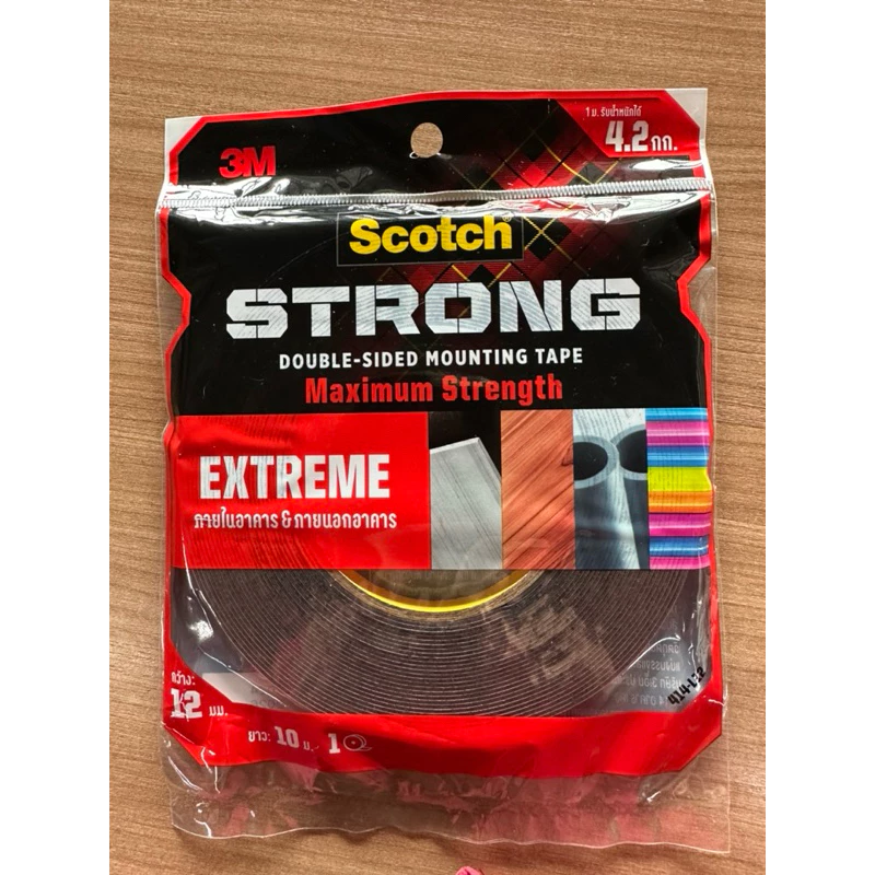 3M เทปกาว 2 หน้า STRONG EXTREME ติดภายใน-ภายนอกอาคาร (12 มม.x 10 ม.)