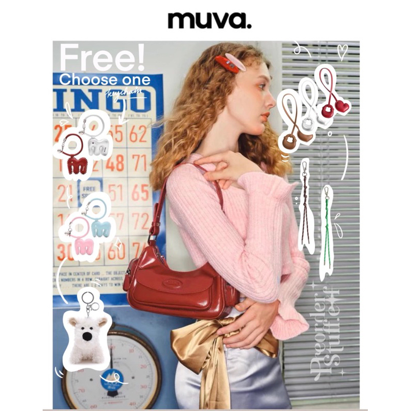 พร้อมส่ง💖muva (โค้ดลด30%) armpit bag preorder 7-14วัน แท้100% จากชอป แถมฟรี‼️จี้ห้อยพวงกุญแจ