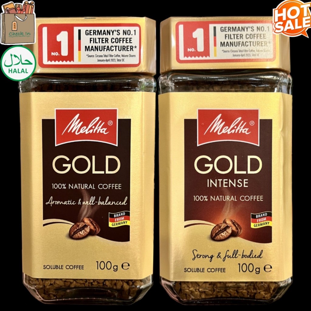 Melitta Godld , Intense 100% Natural Coffee Soluble freeze - dried เมลิตต้า โกลด์ อินเทนส์ กาแฟ สำเร็จรูป ชนิด ฟรีซดราย