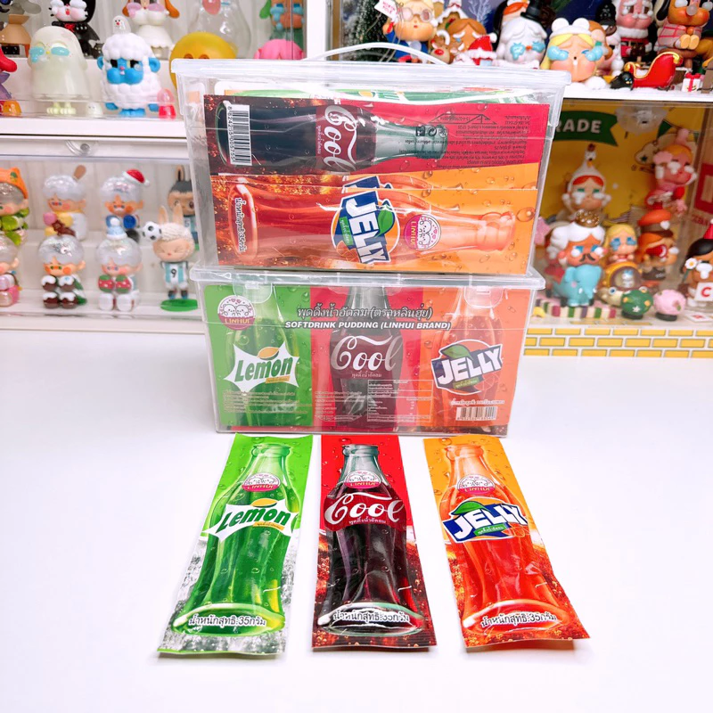 พุดดิ้งน้ำอัดลม 3 รส โค้ก สไปร์ท ส้ม (1 กระเป๋า 30 ชิ้น)