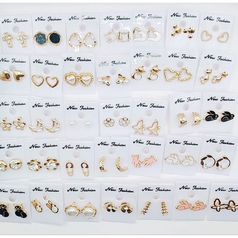 ต่างหู แฟชั่นเกาหลี เครื่องประดับ ผู้หญิง พร้อมส่งในไทย แพค50 คู่