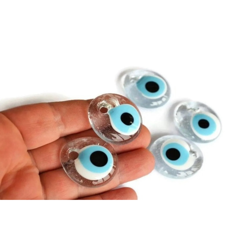 Nazar (amulet) evil eye 🧿ดวงตาปีศาจ สีใส 3 cm ป้องกันสิ่งชั่วร้าย/ของแท้นำเข้าจากตุรกี ทำจากแก้ว งาน