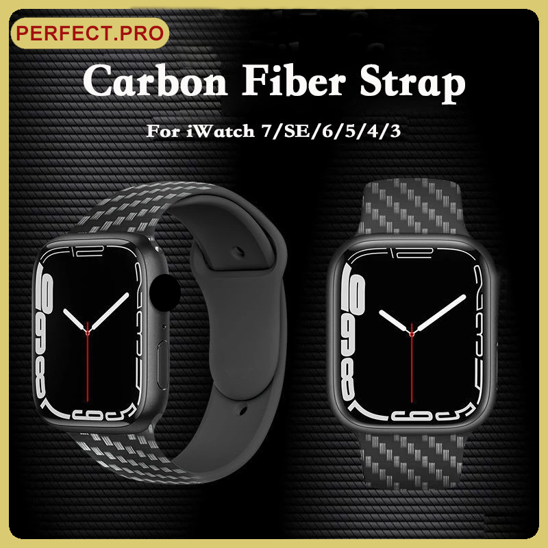 ซิลิโคน iWatch Band S10 9 87 6 5 4 3 2 1 SE คาร์บอนไฟเบอร์นาฬิกาเหมาะสำหรับ 49mm46mm38mm41mm42mm44mm40mm45mm