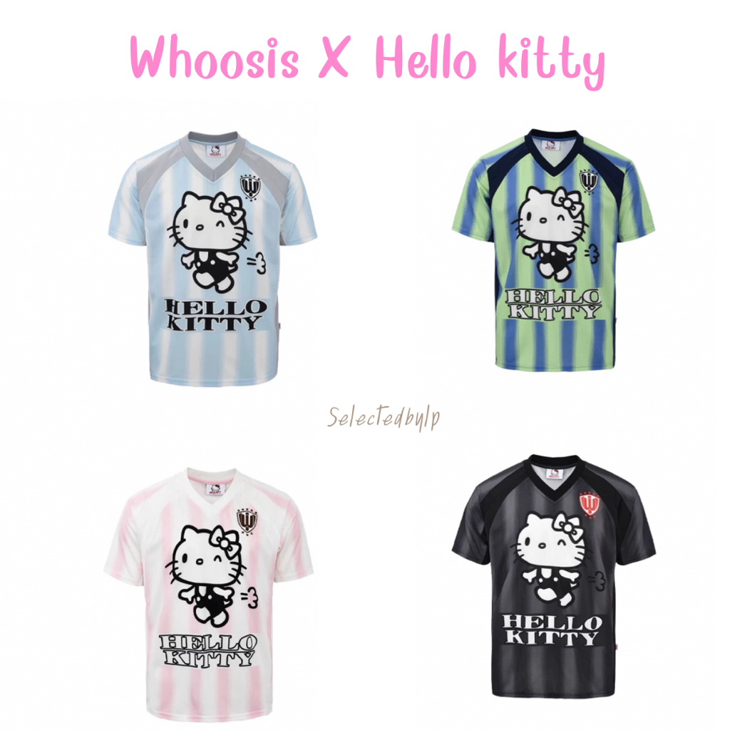 (ใส่โค้ทลดเพิ่ม 30% )Pre order:Whoosis x Hello Kitty เสื้อยืด เสื้อกีฬาแฟชั่น
