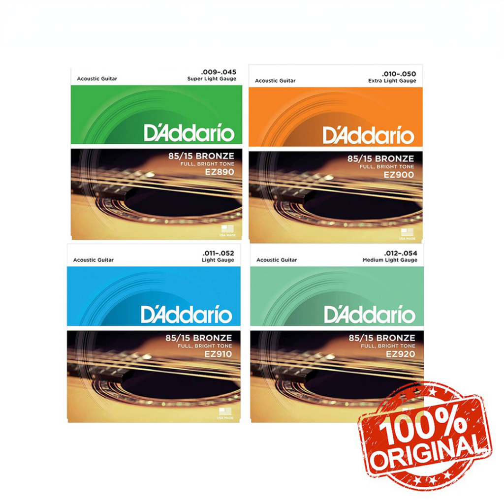 สายกีตาร์ D'Addario EZ890/EZ900/EZ910/EZ920 - สายกีตาร์อะคูสติก - 85/15 สีบรอนซ์ - สำหรับกีตาร์ 6 สาย