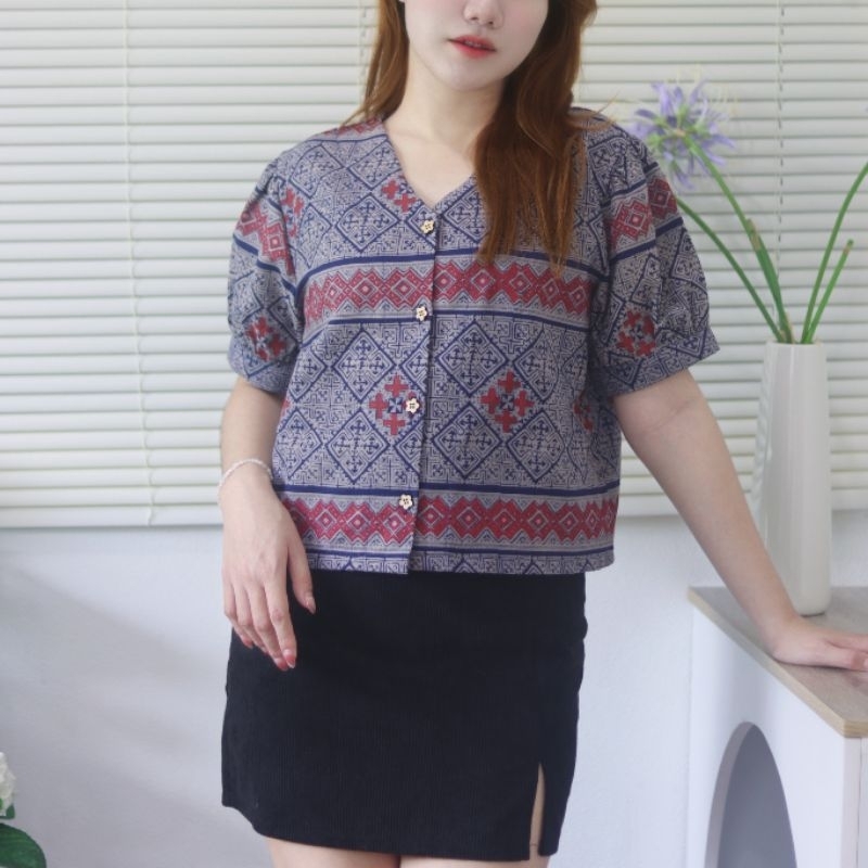 ม่อฮ่อมแท้ เสื้อผ้าฝ้าย ย้อมม่อห่อม แท้ ม่อฮ่อมผ้าฝ้ายเชียงใหม่ เนื้อนิ่มใส่สบาย ขนาด 40 44