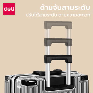 Deli กระเป๋าเดินทาง 20 24 นิ้ว ล้อลาก 360 องศา ล็อครหัส ปลอดภัย ทนทาน รับประกัน1ปี Suitcase