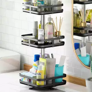 ชั้นวางเครื่องปรุงในครัว ชั้นวางเครื่องปรุงรสแบบหมุนได้360 ชั้นวางของครัวอเนกประสงค์