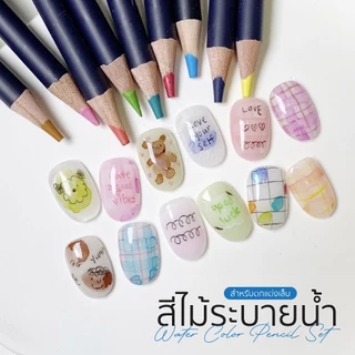 สีไม้ระบายน้ำ เพ้นท์เล็บ 12สี Doodle nail สีไม้เพ้นท์ สีเทียน หรือสีชอล์ก มาวาดลายแทนสีเจล Nail Art
