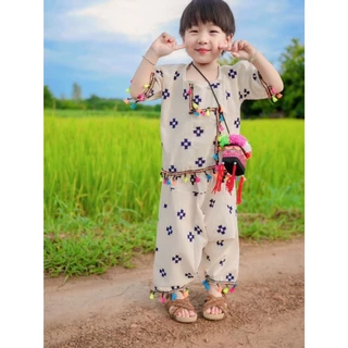 ชุดเด็กดอย ชุดพื้นเมือง เสื้อ-กางเกง แบบลายแต่งพู่ ใส่ได้ทั้ืง เด็กชาย-เด็กหญิง มีไซส์ตั้งแต่1-8ปี/มีสินค้าพร้อมส่ง