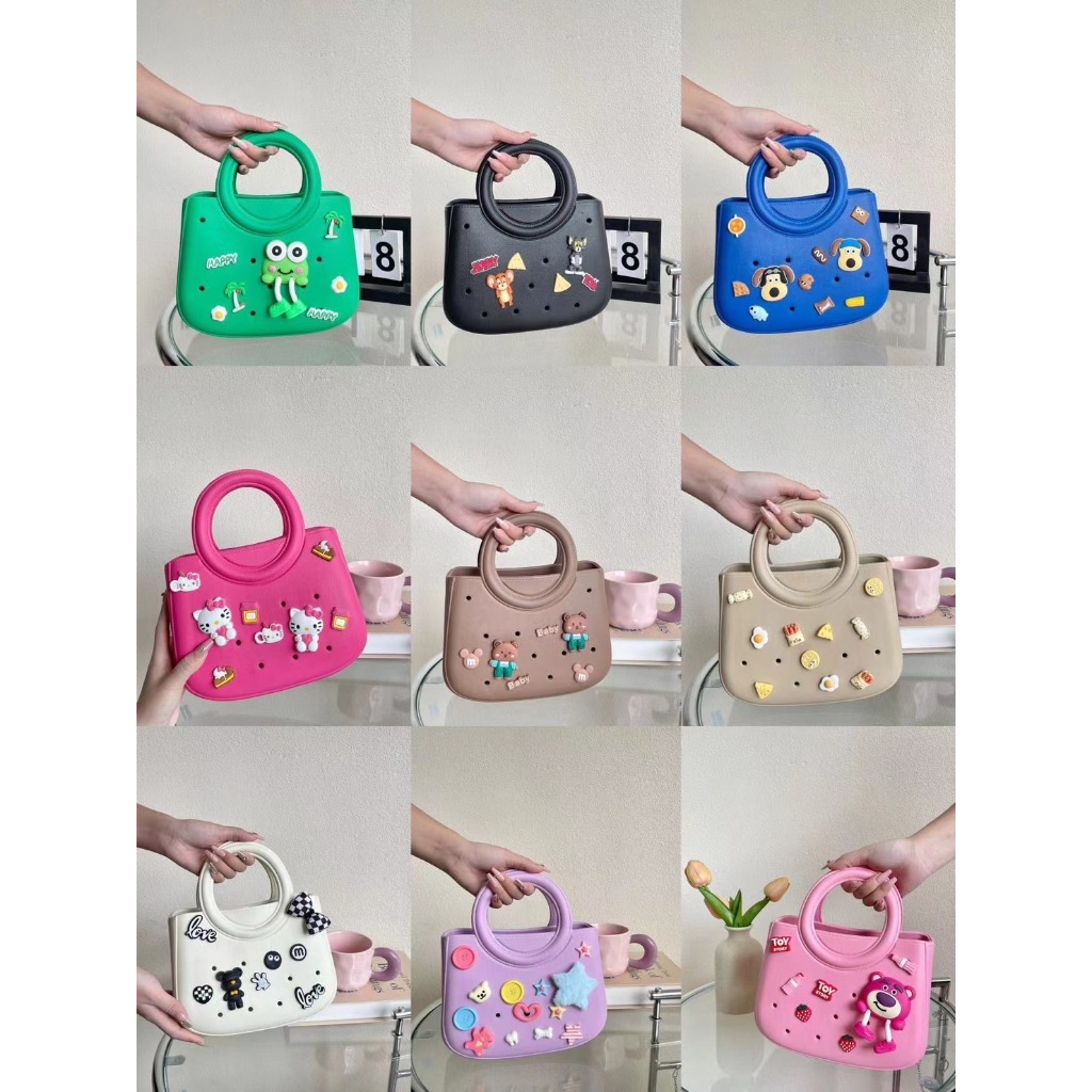 DIYกระเป๋าถือกระเป๋าสะพายข้างผู้หญิงกระเป๋าCrossbody กันนำ้กระเป๋าแบบมีรูประดับตุ้กตาดีไอวายมาใหม่(ราคาแค่กระเป๋า)ks103