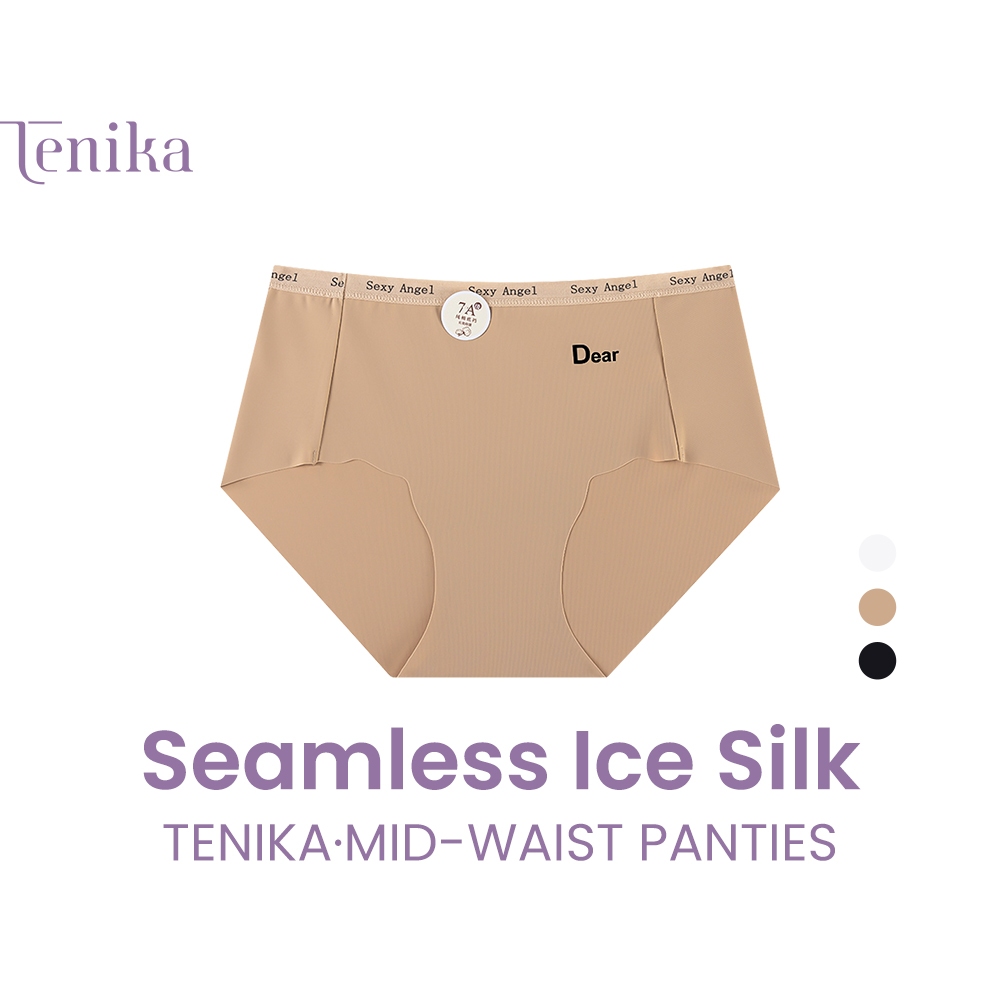 TENIKA กางเกงในผู้หญิง เอวกลาง ไร้ขอบ ผ้าเรียบนุ่มลื่น ยืดหยุ่นดีมาก ระบายอากาศได้ดี