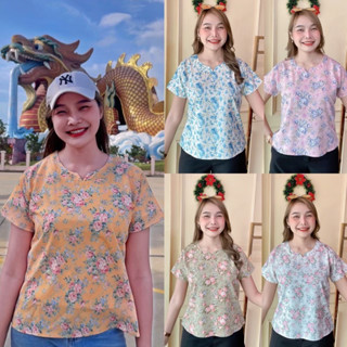 TD5 เสื้อไหมอิตาลี ทรงคอปีกนก พิมพ์ลายสวยๆ  มีไซส์ให้เลือก อ…