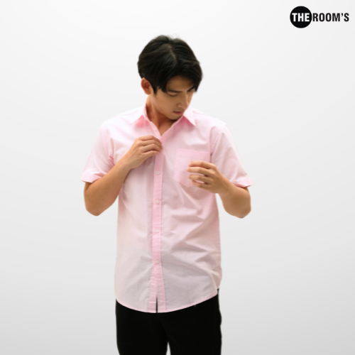 THE ROOM'S - เดอะรูม เสื้อเชิ้ต คอปก สีชมพู Oxford แขนสั้น รีดง่าย ใส่สบาย — صورة 4
