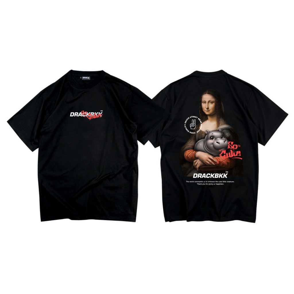 DRACK - MONAPOPO สีดำ เสื้อยืดคอกลม
